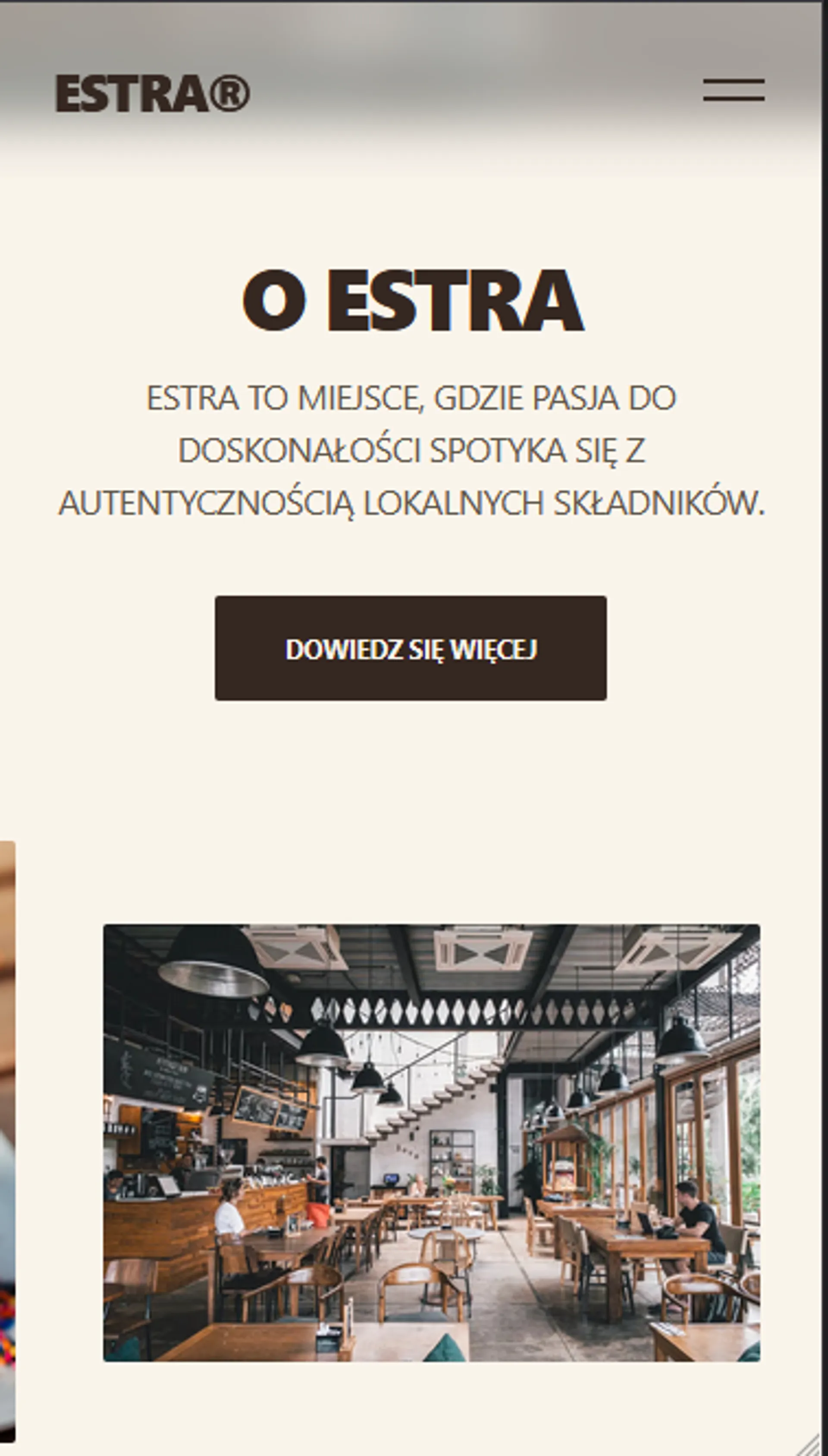 Sekcja O Nas - wersja mobilna