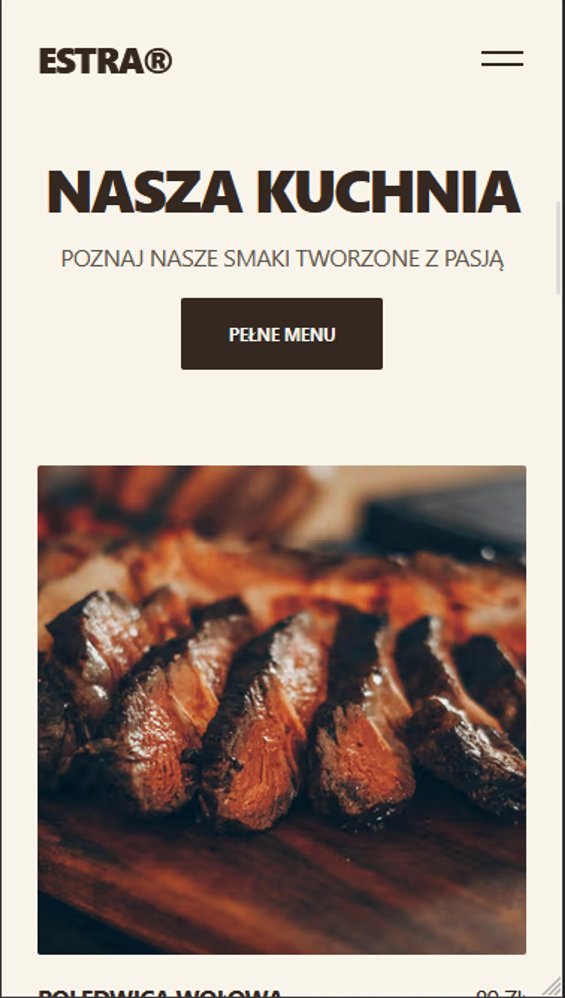 Sekcja Menu - wersja mobilna