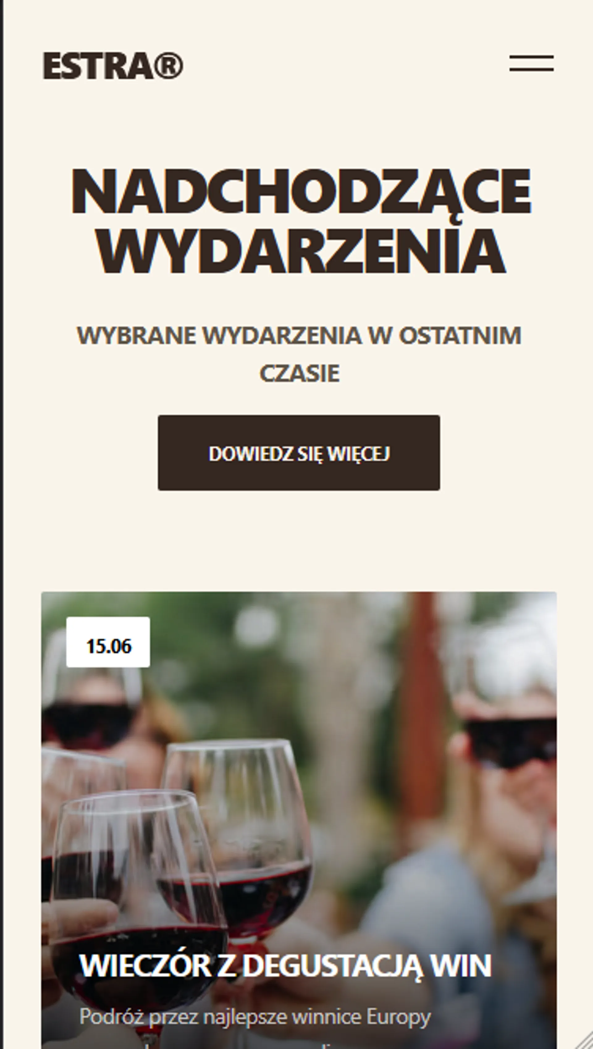 Sekcja Wydarzenia - wersja mobilna