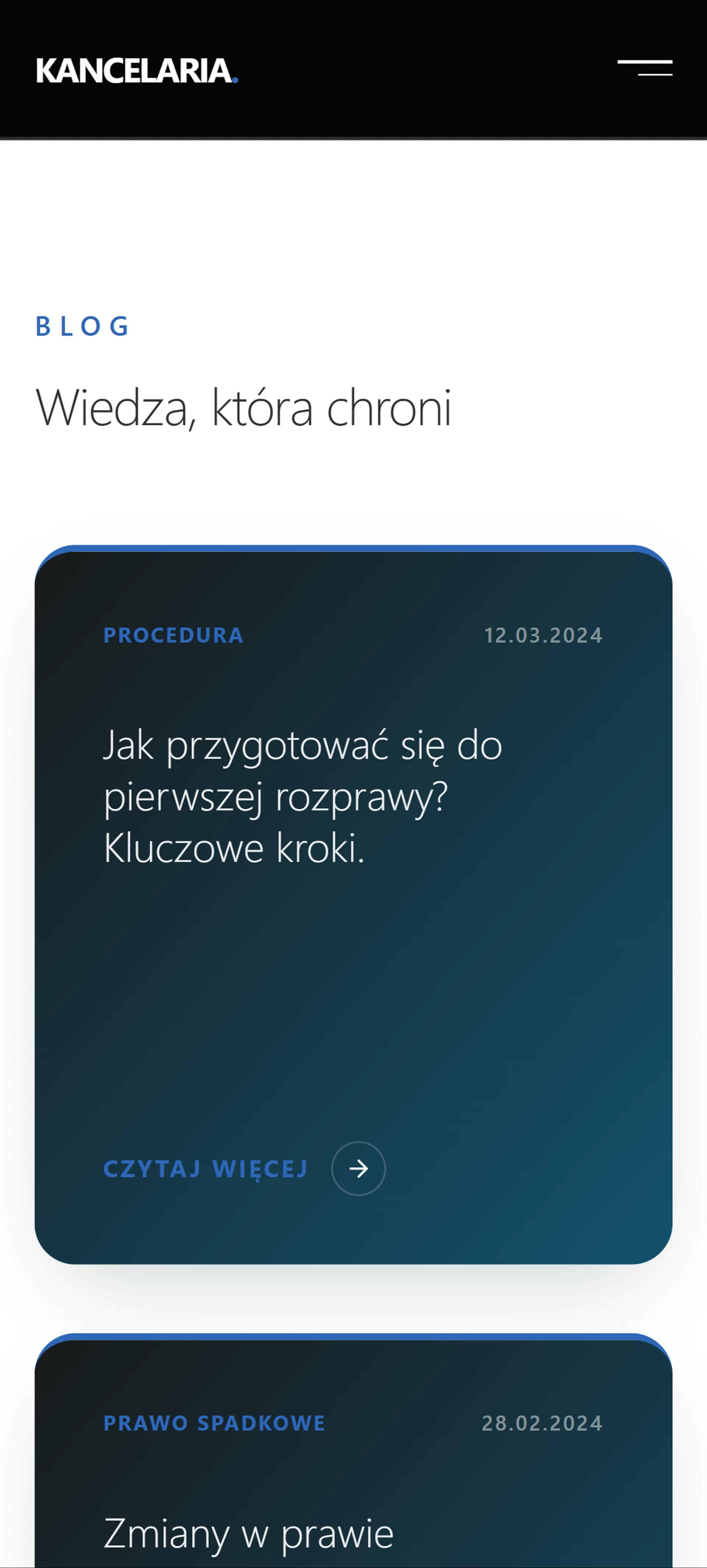 Sekcja blogu - wersja mobilna