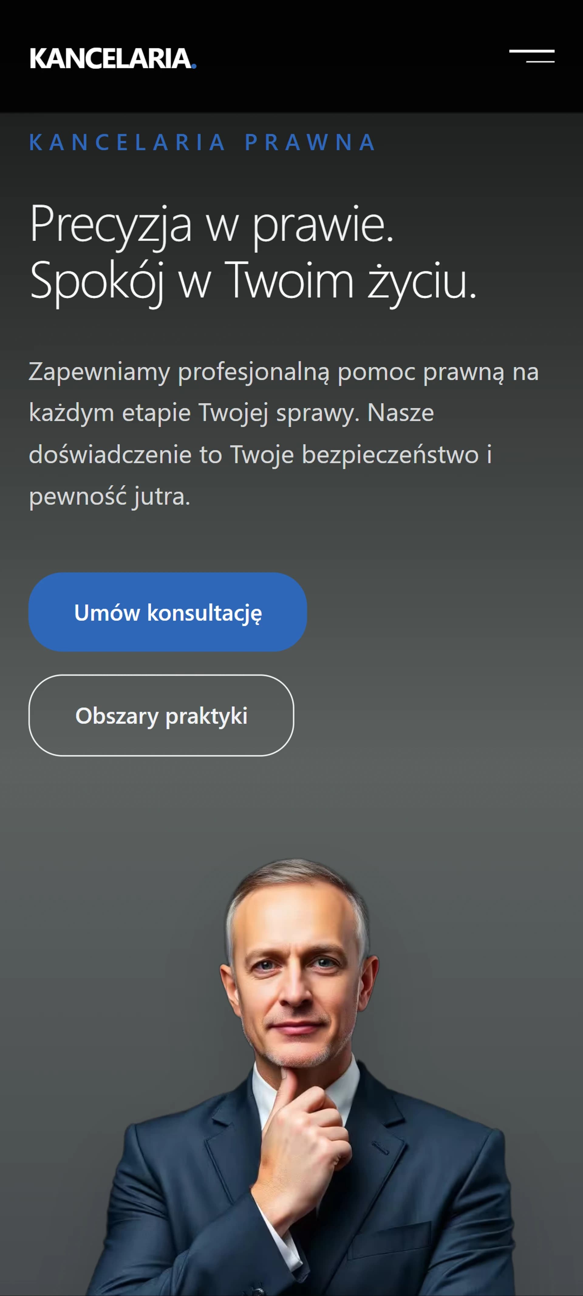 Sekcja główna strony - wersja mobilna